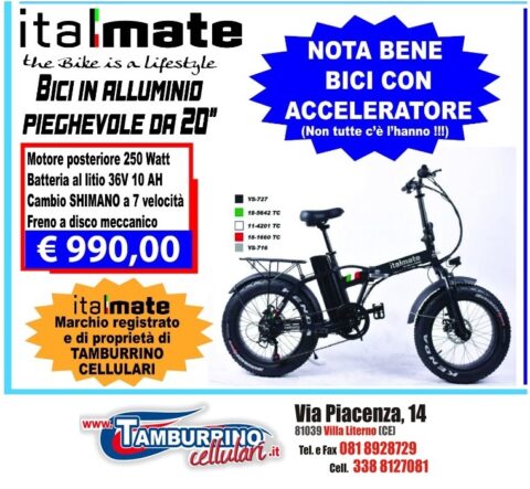 ITALMATE MYATU BICICLETTA ELETTRICA CON ACCELERATORE..