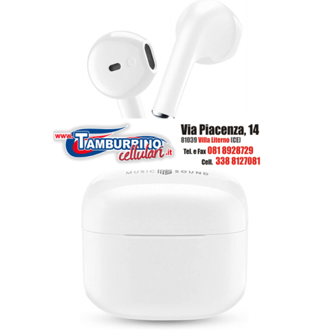 AURICOLARI BLUETOOTH CELLULARLINE TWS MUSIC SOUND SWAG MS BIANCO
