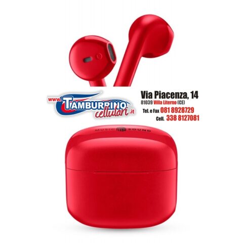 AURICOLARI BLUETOOTH CELLULARLINE TWS MUSIC SOUND SWAG MS ROSSO