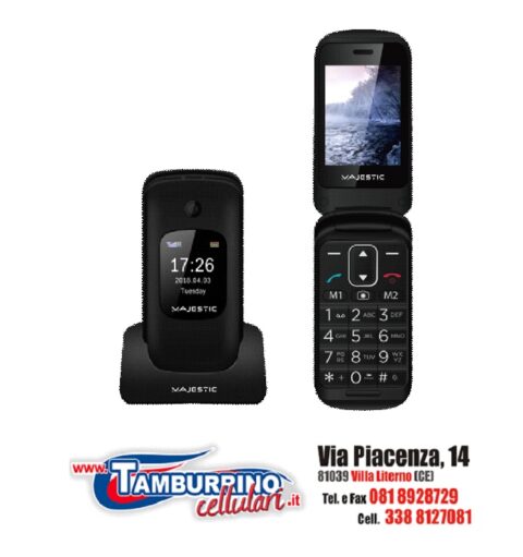 Majestic TLF-Sileno 50R Flip Nero Senior Phone con Doppio Display 2.4'' Fotocamera Radio + Tasto SOS - Italia