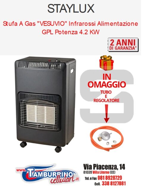 Stufa STAYLUX A Gas "VESUVIO" Infrarossi Alimentazione GPL Potenza 4.2 KW