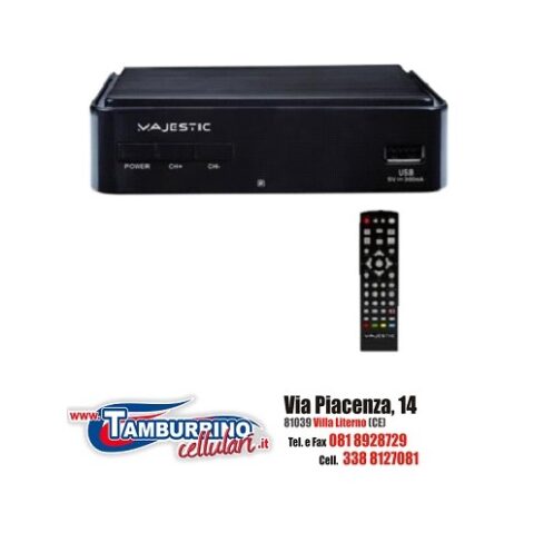 MAJESTIC Decoder Digitale Terrestre DEC-665HD DVB-T / T2 HD HDMI / USB 2.0 High Speed con Telecomando - Nero