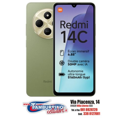 XIAOMI 14C 16/256GB GREEN COMPLETO DI CARICA BATTERIA ORIGINALE