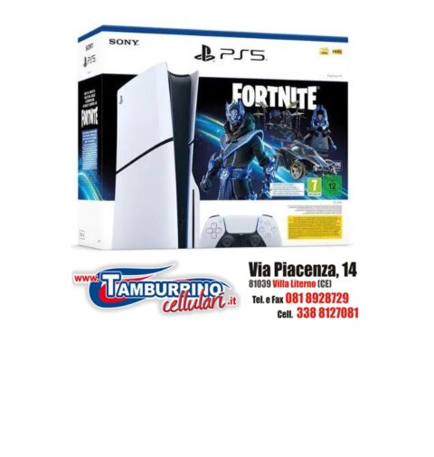 Sony PS5 Console 1TB Standard Slim White Cobalt Star Fortnite Bundle ITA